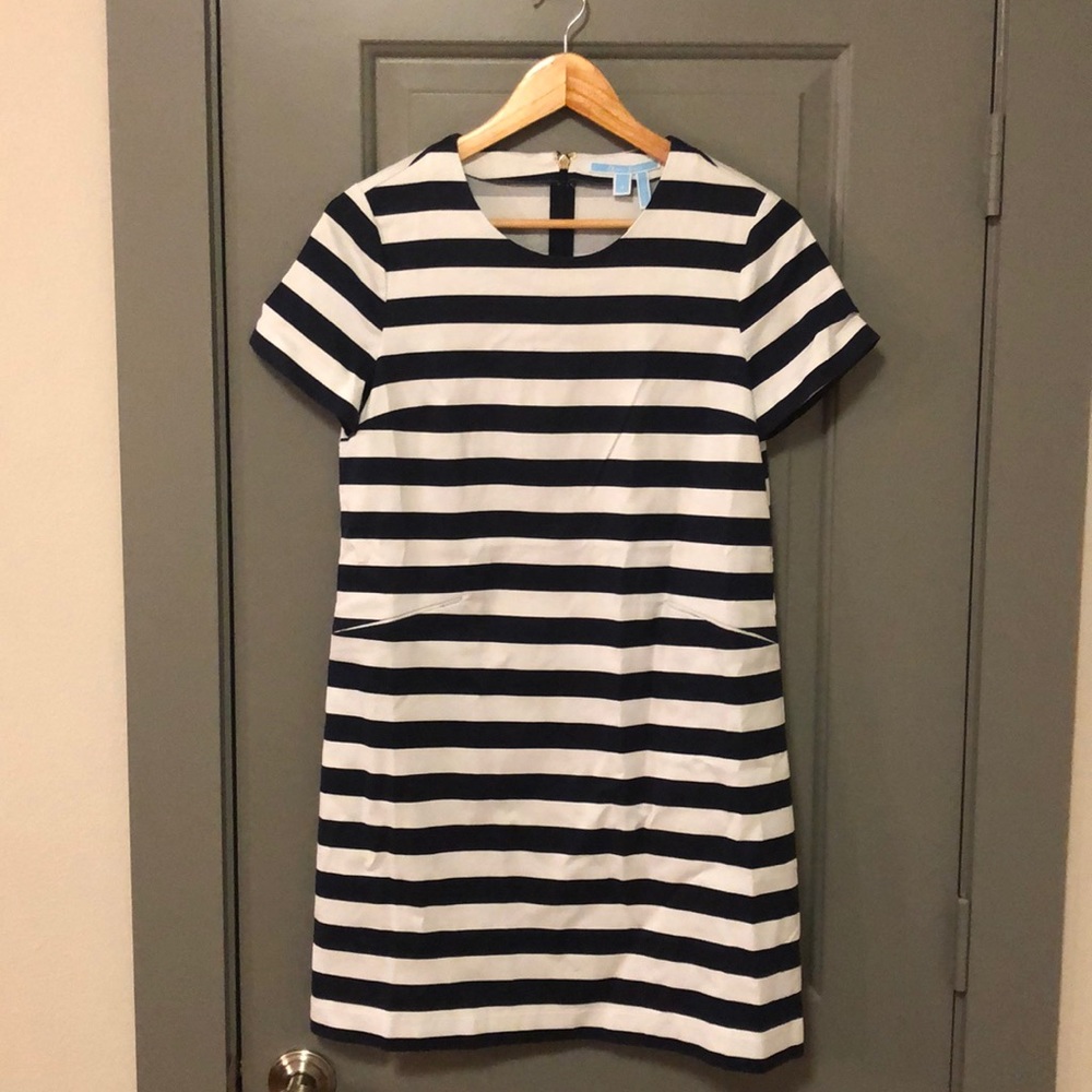 Draper James Navy Striped Shift Dress